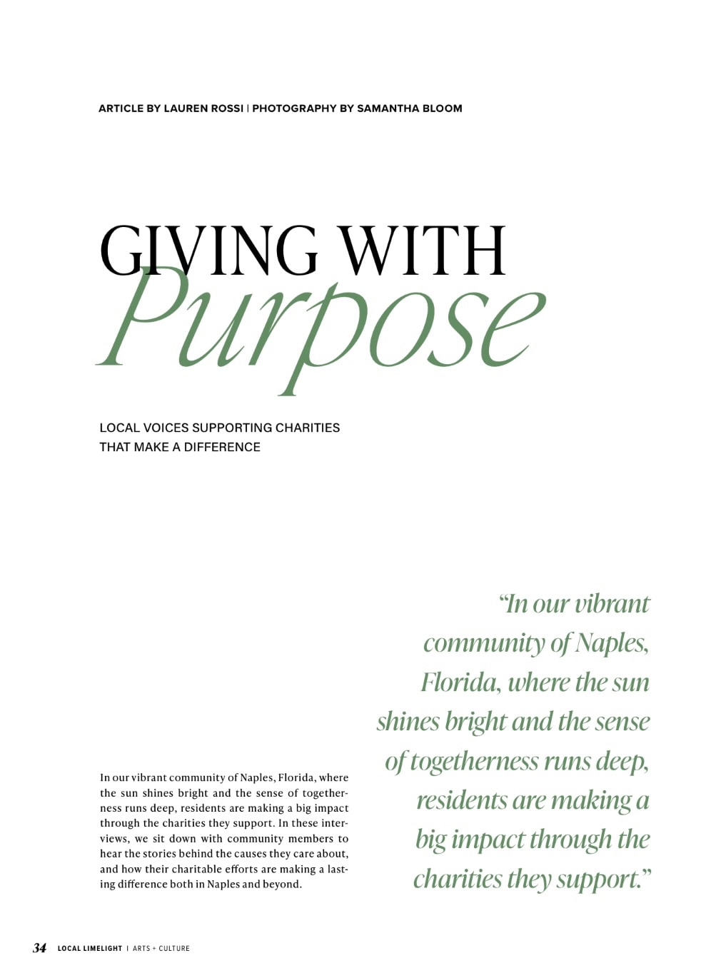 Giving with Purpose editorial title page